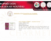 GRANDE MEDAILLE D'OR TROPHEE BEAUJOLAIS NOUVEAU 2017